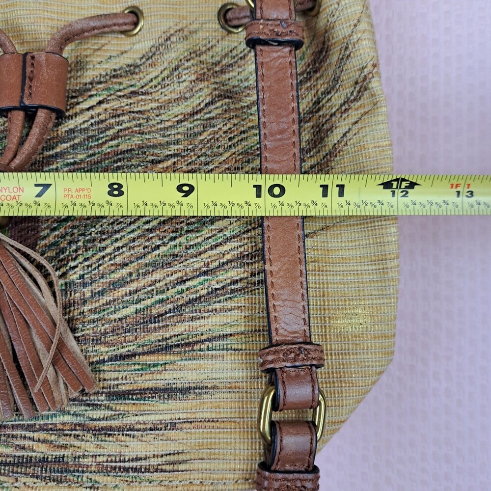 Elliott Lucca Artisan Faux Raffia Peacock Brown Leather Shoulder Bag - Picture 3 of 16